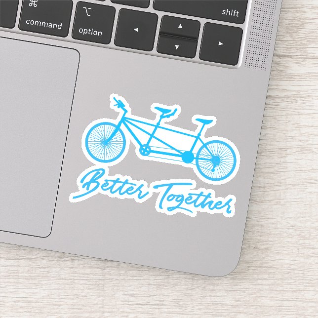 Tandem Bike, Better Together, Blue Bicycle Sticker (Detail)