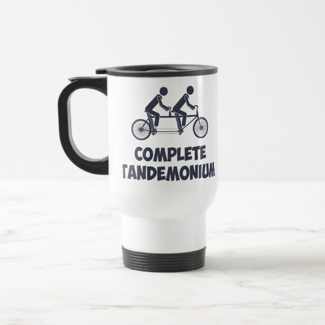 Tandem Bike Complete Tandemonium Travel Mug (Left)