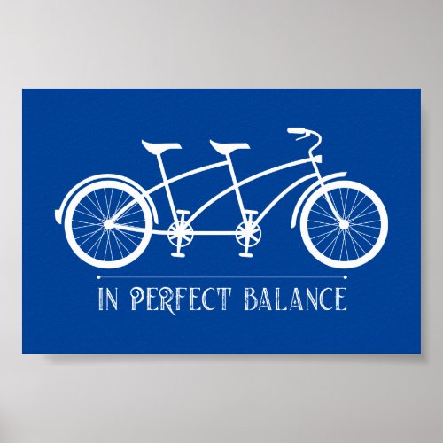 Tandem Bike In Perfect Balance Blue White Poster