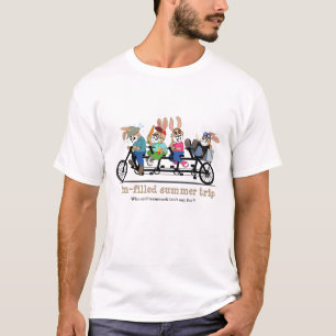 Tandem bike summer trip bunnies T-shirt