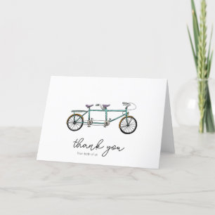 Tandem Bike Thank You from Both, Wedding Card