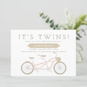 Tandem Bike | Twins Baby Shower Invitation (Standing Front)