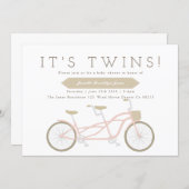 Tandem Bike | Twins Baby Shower Invitation (Front/Back)