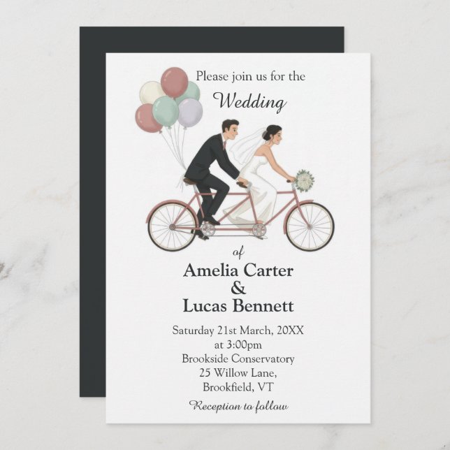 Tandem Bike Wedding Invitation (Front/Back)