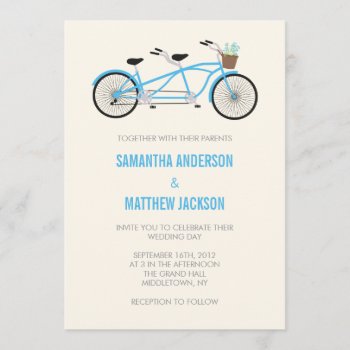 Tandem Bike Wedding Invitation - Blue by oddowl at Zazzle