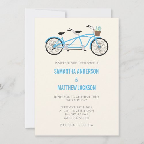 Tandem Bike Wedding Invitation _ Blue