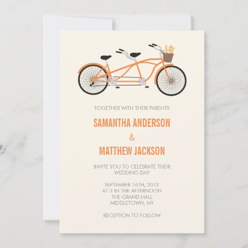 Tandem Bike Wedding Invitation _ Orange