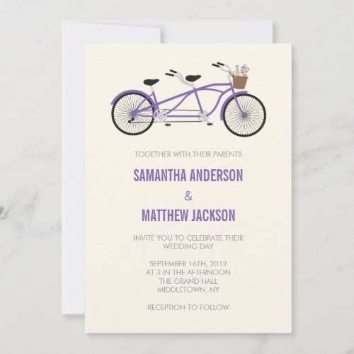 Tandem Bike Wedding Invitation _ Purple