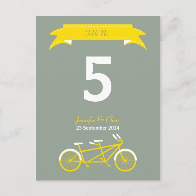 Tandem Bike (Yellow / Grey) Table Number (Front)