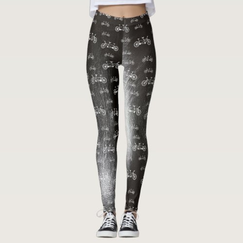 Tandem Bikes Pattern Fun Bicycle Patterned Leggings