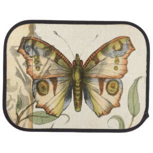 Tandem Butterflies Over Green Leaves Car Mat
