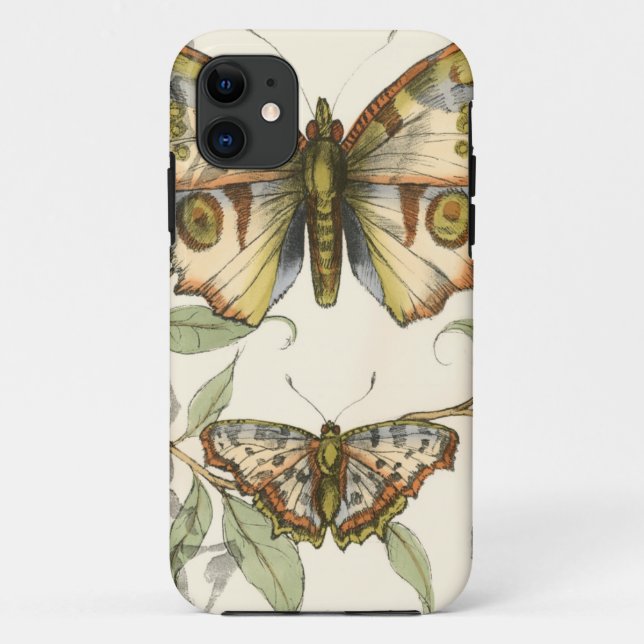 Tandem Butterflies Over Green Leaves Case-Mate iPhone Case (Back)
