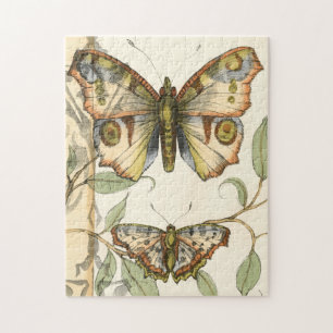 Tandem Butterflies Over Green Leaves Jigsaw Puzzle