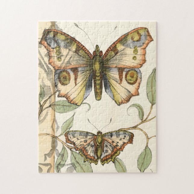 Tandem Butterflies Over Green Leaves Jigsaw Puzzle (Vertical)