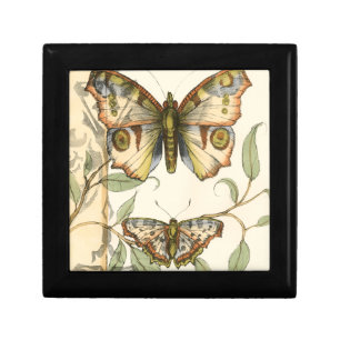 Tandem Butterflies Over Green Leaves Keepsake Box