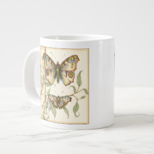 Tandem Butterflies Over Green Leaves Large Coffee Mug