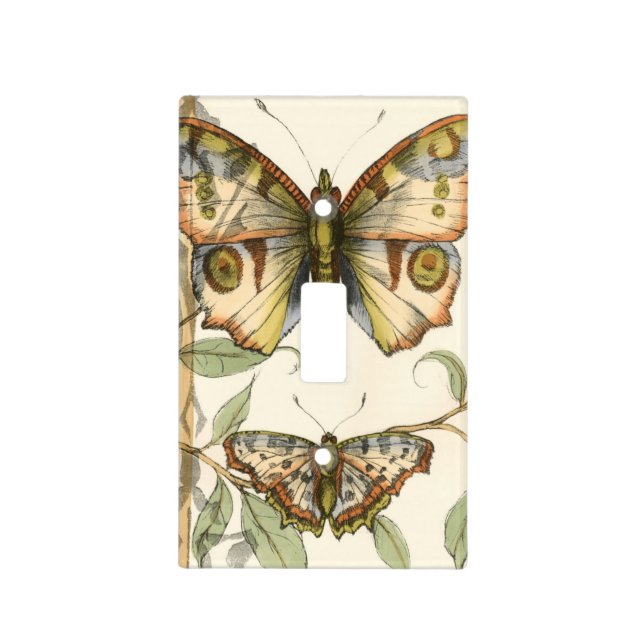 Tandem Butterflies Over Green Leaves Light Switch Cover (Front)