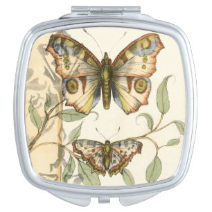 Tandem Butterflies Over Green Leaves Makeup Mirror