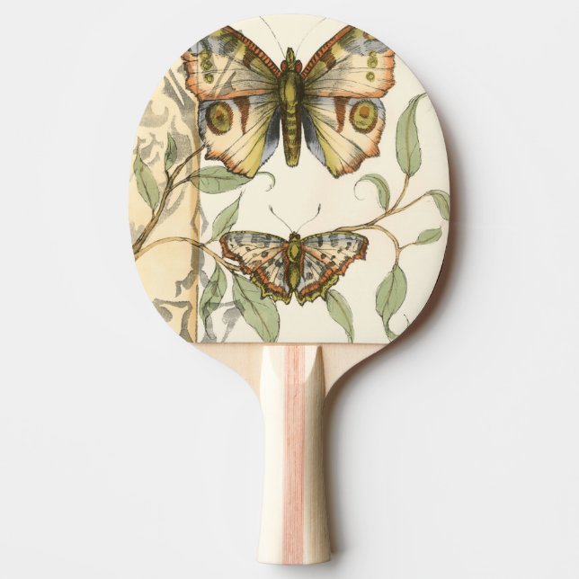 Tandem Butterflies Over Green Leaves Ping-Pong Paddle (Front)