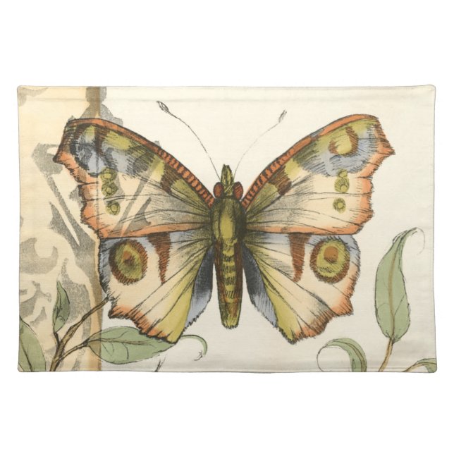 Tandem Butterflies Over Green Leaves Placemat (Front)