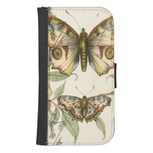 Tandem Butterflies Over Green Leaves Wallet Phone Case For Samsung Galaxy S4