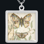 Tandem Butterflies Over Green Leaves Silver Plated Necklace<br><div class="desc">Like the Blue Angels,  these butterflies are flying in tandem. Watch them soar over green leaves,  spreading their colorful and majestic wings. If you love looking at butterflies you'll love this piece!</div>
