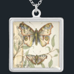 Tandem Butterflies Over Green Leaves Silver Plated Necklace<br><div class="desc">Like the Blue Angels,  these butterflies are flying in tandem. Watch them soar over green leaves,  spreading their colorful and majestic wings. If you love looking at butterflies you'll love this piece!</div>