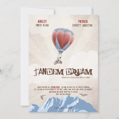 Tandem Love Dream Wedding Invite Movie Style