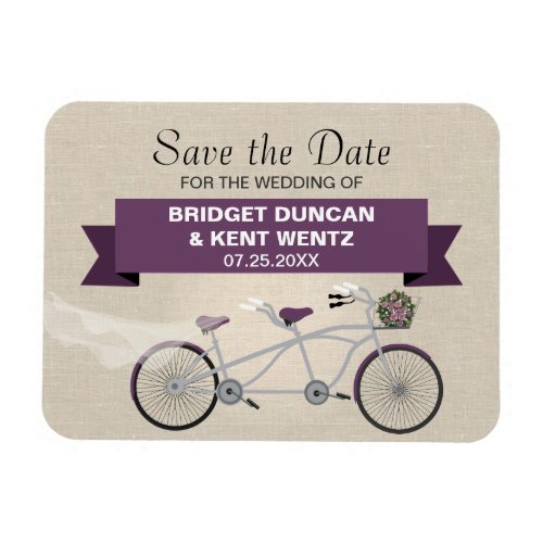 Tandem Plum Bicycle Save the Date Magnet