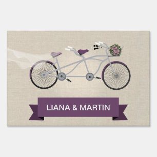 Tandem Plum Bicycle Wedding Shower Sign