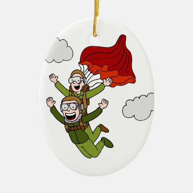 Tandem Sky Diving Ceramic Ornament (Front)