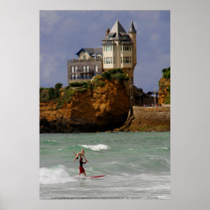 Tandem Surfing at Biarritz, France Poster