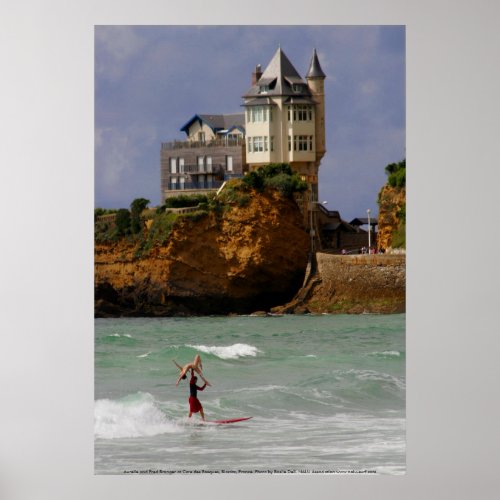 Tandem Surfing at Biarritz France Poster