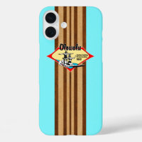 Tandem Surfing Hawaiian Faux Wood Aqua Surfboard