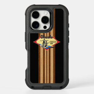Tandem Surfing Hawaiian Faux Wood Surfboard iPhone 16 Pro Case