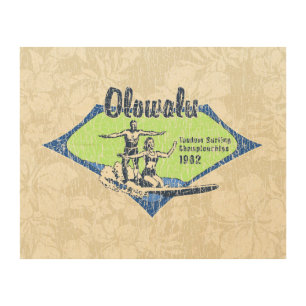 Tandem Surfing Hawaiian Vintage Surf Distressed Wood Wall Decor