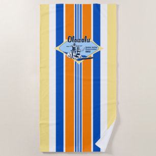 Tandem Surfing Hawaiian Vintage Surf - Yellow Beach Towel