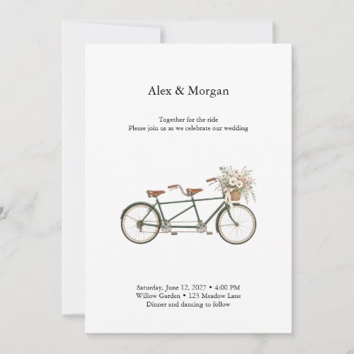 Tandem Together Bicycle Wedding Invitation