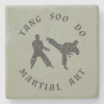Tang Soo Do Distressed Silhouettes Stone Coaster by LVMENES at Zazzle