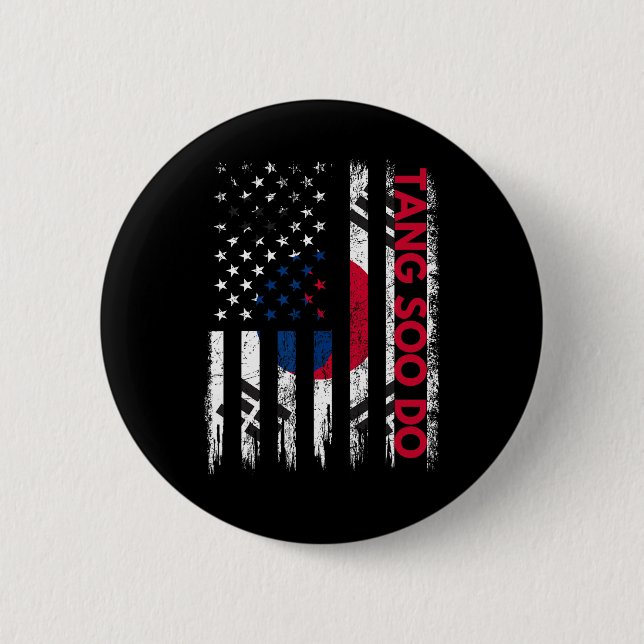 Tang Soo Do Karate Martial Arts Training Korean Fl Button (Front)