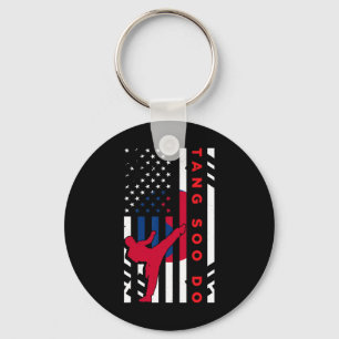 Tang Soo Do Martial Arts Karate American Flag Wome Keychain