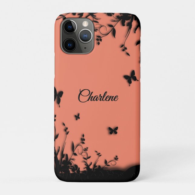 Tangarine Butterfly Garden Personalized Case-Mate iPhone Case (Back)