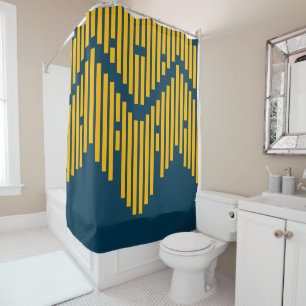 Tangarine Yellow and Ocean blue Shower Curtain