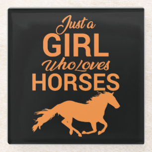 Tangerine A Girl Who Loves Horses   Glass Coaster