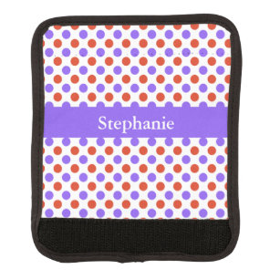 Tangerine and Purple Polka Dots Luggage Handle Wrap