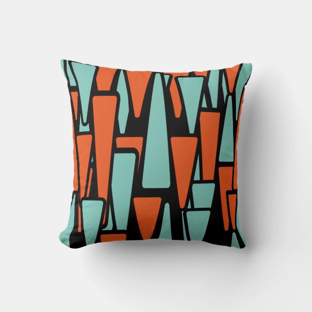 Tangerine and Turquoise Pillow  Abstract Design (Front)