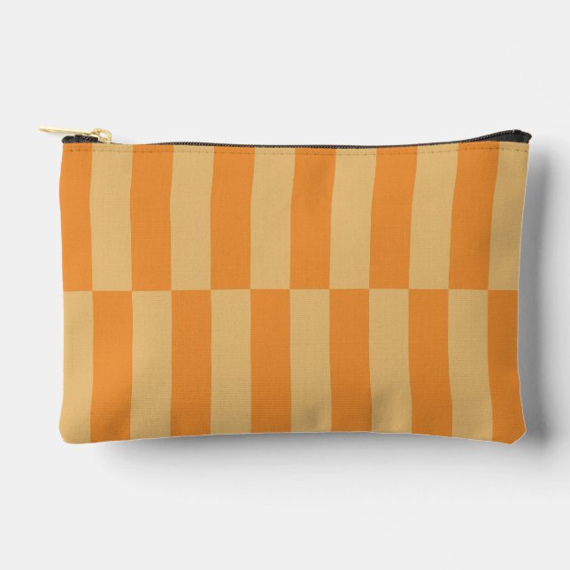Tangerine and Wheatberry Striped Pattern Design Accessory Pouch (Front)