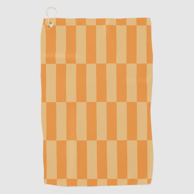 Tangerine and Wheatberry Striped Pattern Design Golf Towel (Front)