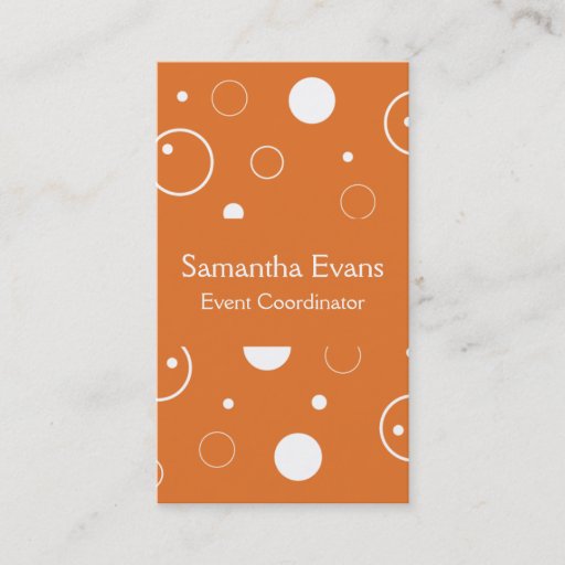 Customizable Tangerine and White Bubbles Business Card