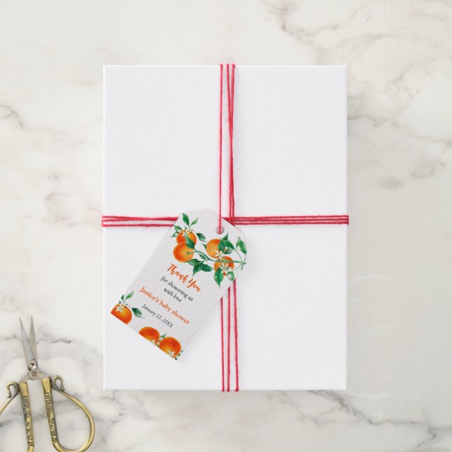 Tangerine Baby Little Cutie Gift Tags (With Twine)